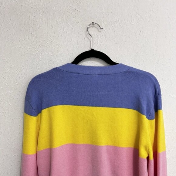 ENGLISH FACTORY Color Block V Neck Button Up Cardigan Multicolored Size L - Picture 6 of 9